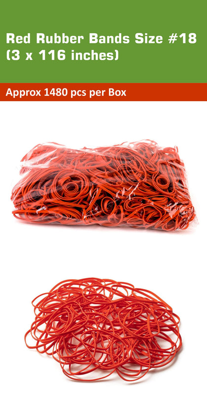 #18 Red Rubber Bands 1480pc Per Box (3