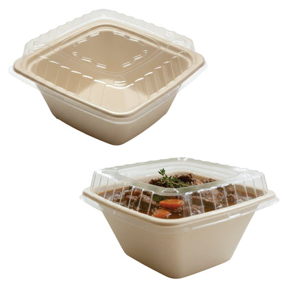 Eco Friendly Disposable Square Bowls Compostable Container with Dome Lids