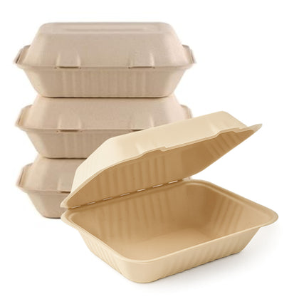 Compostable Clamshell Take Out Food Container 6x9x3