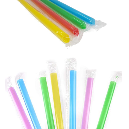 Straws Extra Wide, Bubble Tea Drinking Straws for Smoothies, Milkshakes, Slushies, Party Straws - Assorted Colors, Disposable Straws