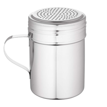 Stainless Steel Versatile Dredge Shaker Set with Handles 10 Ounce - Salt, Pepper, Sugar, Condiments, Oregano, Spices Shaker for Restaurants, Baking, Cooking by EcoQuality (10oz)