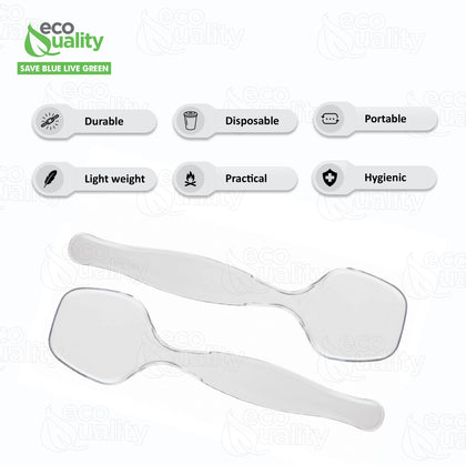 Disposable Plastic Clear Serving Spoons | Heavy Duty | Large 8.5