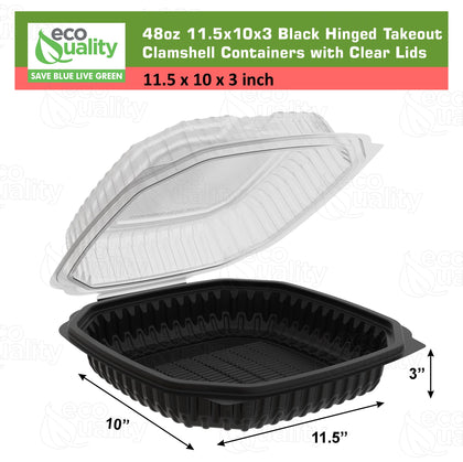 EcoQuality white hinged foam clamshell food container 11.5x10x3 inches