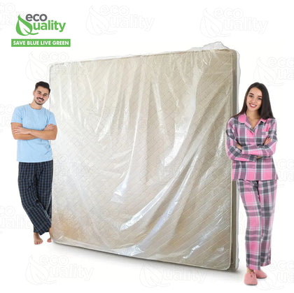 Durable plastic clear mattress bag for queen and king sizes, ideal for moving