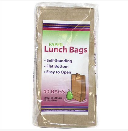 Eco-friendly paper lunch bags, recyclable, perfect for packing snacks and meals, sustainable, sturdy for on-the-go use.