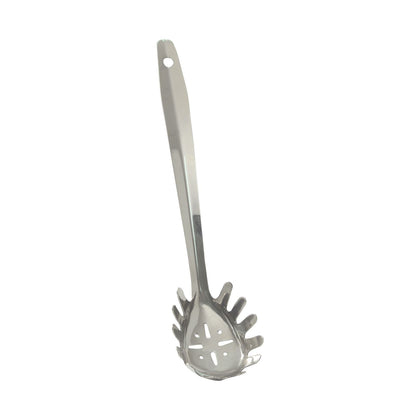 Durable 11-inch pasta fork made of stainless steel with pronged head for gripping and draining noodles. Rust-resistant, easy to clean, ideal for foodservice; packed 144 each per case.