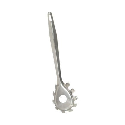 Durable 9-inch pasta fork made of stainless steel, pronged for easy pasta handling, rust-resistant, easy to clean, ideal for commercial kitchens; packed 144 each per case.