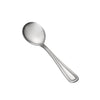 Pearl Bouillon Spoon 18/0 heavy weight, 6-1/4 inches, polished stainless steel with beaded edge. Ideal for soups and broths in restaurants, catering, or upscale home dining.
