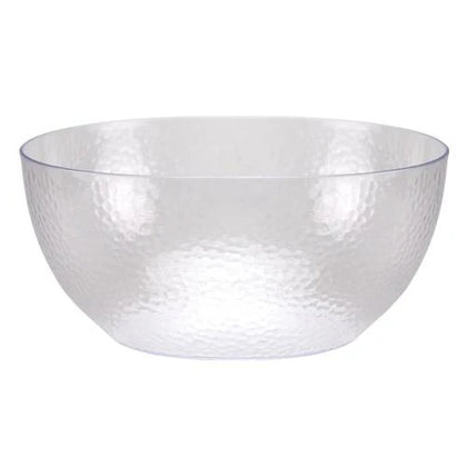 Pebbled 140oz Clear Bowl with a stylish textured design. Durable, BPA-free, and ideal for serving large salads, pastas, or punch at upscale events or casual gatherings.