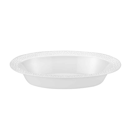 Pebbled 32oz Pearl Oval Bowl – Textured design, durable and elegant. Ideal for salads, sides, or appetizers. Reusable, BPA-free, and perfect for any occasion.