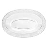 Pebbled 48oz Clear Oval Bowl, BPA-free plastic, textured design, perfect for serving salads, fruits, or side dishes at weddings, parties, and catering events. Durable, reusable, or disposable.