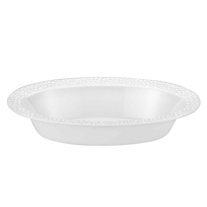 Pebbled 48oz Pearl Oval Bowl – Durable, BPA-free, and stylish with a textured finish. Perfect for serving side dishes, salads, or appetizers. Reusable and easy to clean.