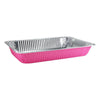 Full-Size Aluminum Pan in Red, White, Black, Gold, and Pink, Durable for Baking, Roasting, and Large Food Storage Needs.