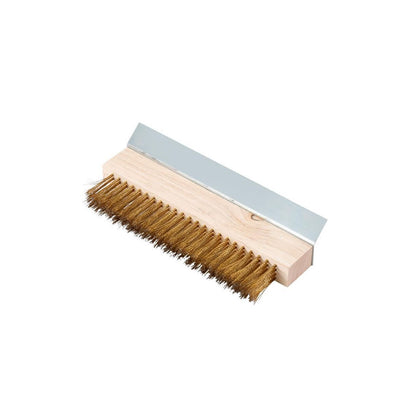 10-inch pizza oven brush head with heat-resistant bristles and integrated scraper, fits most handles; heavy-duty cleaning solution for pizzerias, case packed 48, quantity break at 12 each