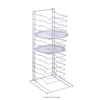 Chrome-plated pizza pan rack with 15 tiers for efficient storage, offering durability, corrosion resistance, and easy access. Ideal for commercial kitchens, pizzerias, and restaurants.