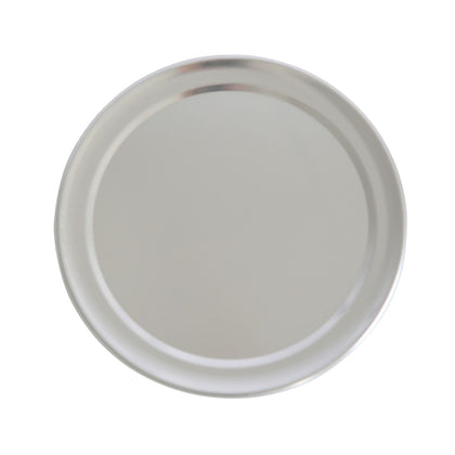 8-inch wide rim aluminum pizza pan with even heat distribution, durable design, and easy handling. Case packed 144, quantity break 12 each—ideal for pizzerias and commercial kitchens.