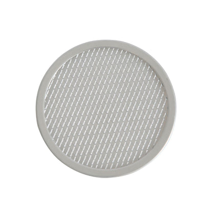 8-inch aluminum pizza screen with even heat distribution, durable, lightweight, easy to clean, and mesh design for crispy pizza crusts. Case packed 120, quantity break 12 each—perfect for pizzerias.