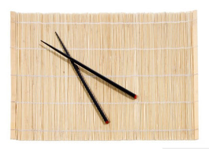 Natural color placemat and chopsticks set with a simple, elegant design.
