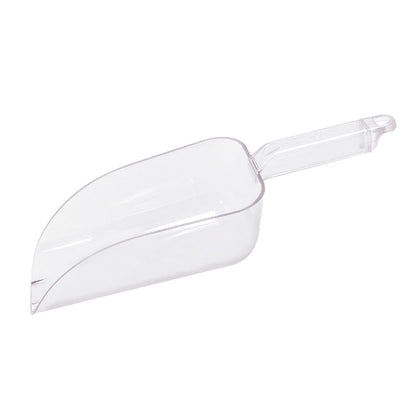 Plastic utility scoop 32oz made from durable polycarbonate, perfect for scooping bulk dry goods; ergonomic handle, lightweight and easy to clean; ideal for kitchens; packed 48 each per case.