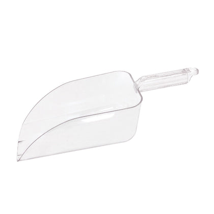 Plastic utility scoop 64oz made from durable polycarbonate, perfect for bulk scooping of dry goods or ice; extra-large capacity, ergonomic handle, easy to clean; packed 24 each per case.
