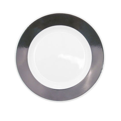 Black rolled edge plate 10 1/2 inch, durable serving plate for main courses, appetizers, and desserts, stylish tableware for home, restaurant, or catering.