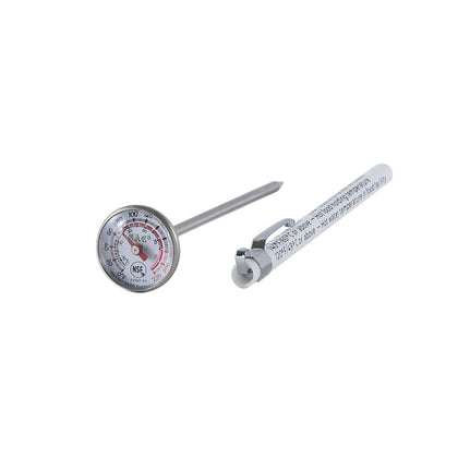 Pocket thermometer with 0–220°F / -18–104°C range. Durable, compact, and accurate with stainless steel probe and sleeve. Packed 72 per case for food safety, kitchens, and commercial use.