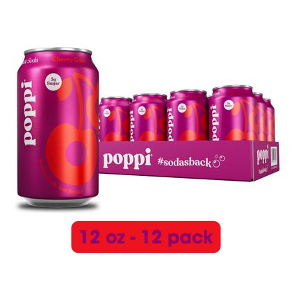 Poppi Soda Cherry Cola 12oz cans 12 pack prebiotic soft drink
