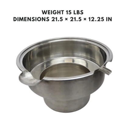 18-inch stock pot with overflow and filler, designed for large meals, soups, and stews. Durable construction, compatible with all stovetops, and easy to clean.