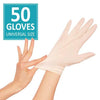 Powder-free vinyl gloves, one size fits all, latex-free, disposable, comfortable, and durable for food handling, cleaning, and medical tasks