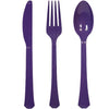 Deluxe Cutlery Combo available in Island Blue, Red, Orange, Blue, Purple, Black, Hot Pink, and Lime Green. Durable disposable utensils perfect for parties, weddings, picnics, or themed events.