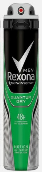 Rexona Men Antiperspirant Deodorant Spray, Quantum Dry, 200 ml, provides long-lasting sweat and odor protection for all-day freshness.