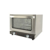 Quarter‑size convection oven with 1440W power and 0.9 cu. ft. capacity, fits quarter pans, with stainless steel body, clear glass door, and adjustable settings; ideal for cafes and foodservice.