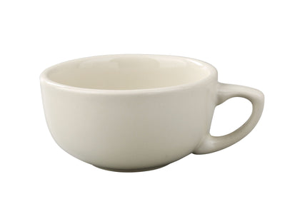 Yanco Cappuccino Cup RE-56 is an excellent addition to any café, restaurant, or hospitality setting. With a generous 14-ounce capacity and a wide 4.5-inch opening, this cup is perfect for serving cappuccinos, herbal teas, and both drip and foamed coffee. Its smooth, polished glaze and classic American white color provide a sleek and professional presentation, while its durable porcelain construction resists chipping and scratching. Pair it with a matching saucer for a complete coffee service experience.
