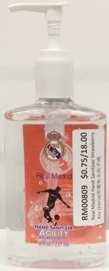 Real Madrid Strawberry Hand Sanitizer offers powerful germ-fighting protection with a soothing lavender fragrance. Ideal for daily use, its gentle formula is fast-absorbing and leaves hands feeling clean and refreshed without residue. Packaged in a convenient pump bottle, it's perfect for home, office, or travel.