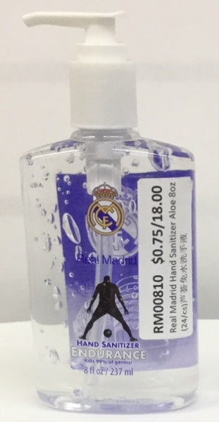 Real Madrid Aloe Hand Sanitizer, 8oz 24/cs