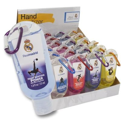 Real Madrid Hand Sanitizer with Clip is a travel-friendly solution for staying sanitized on the go. Featuring a sleek club design and a convenient clip attachment, it easily hooks onto bags, backpacks, or keychains. The gentle yet effective formula helps eliminate germs while keeping your hands refreshed—perfect for fans who want to stay clean in style.