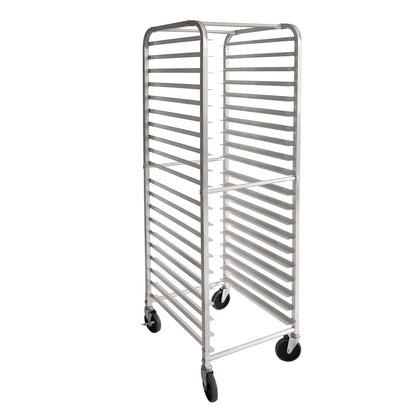Rack AL Sheet Pan Set Welded 20-Tier with welded aluminum frame, 20-tier full-size capacity, and open design for strength, cooling, and mobility in commercial kitchens and bakeries.