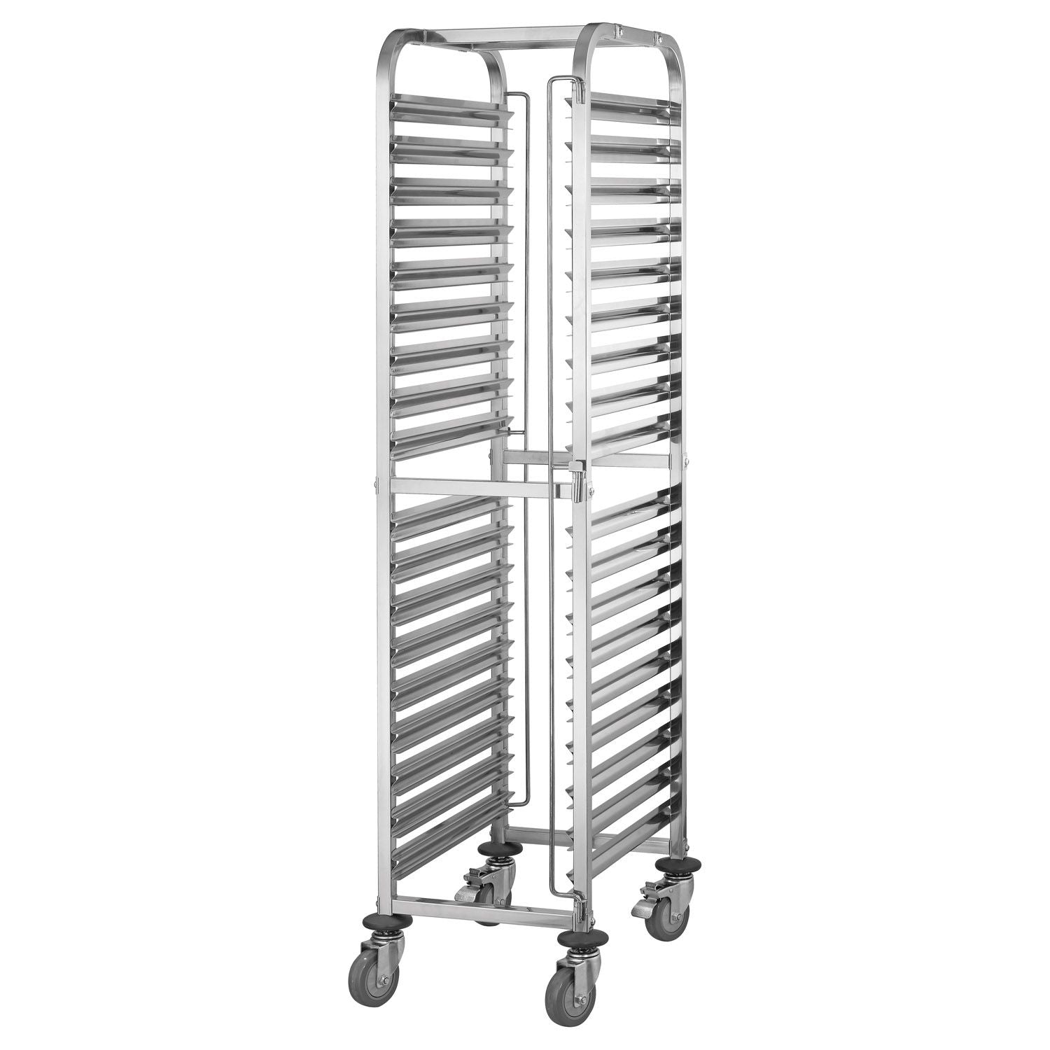 Durable stainless steel 36-tier rack for steam table and food pans. Rust-resistant, space-saving, and ideal for high-volume commercial kitchens. Packed 1 each per case for foodservice use.
