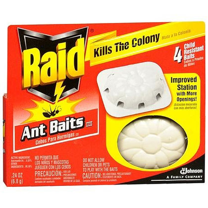 Raid Ant Baits offer a long-lasting solution to indoor ant problems by targeting ants at the source. These child-resistant traps contain a bait that worker ants carry back to the colony, effectively eliminating the queen and the entire nest. Each bait lasts up to 3 months, providing continuous protection. For best results, place all baits at once near entry points, along walls, and in corners where ants travel.