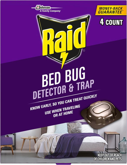 Raid Bed Bug Detector and Trap is a simple and effective tool to help identify bed bug problems early. Designed for indoor use, this disposable detector features a partially enclosed trap with a clear viewing window so you can easily spot trapped insects. Whether you're at home or traveling, it’s a discreet solution that provides peace of mind and early detection of bed bug activity.