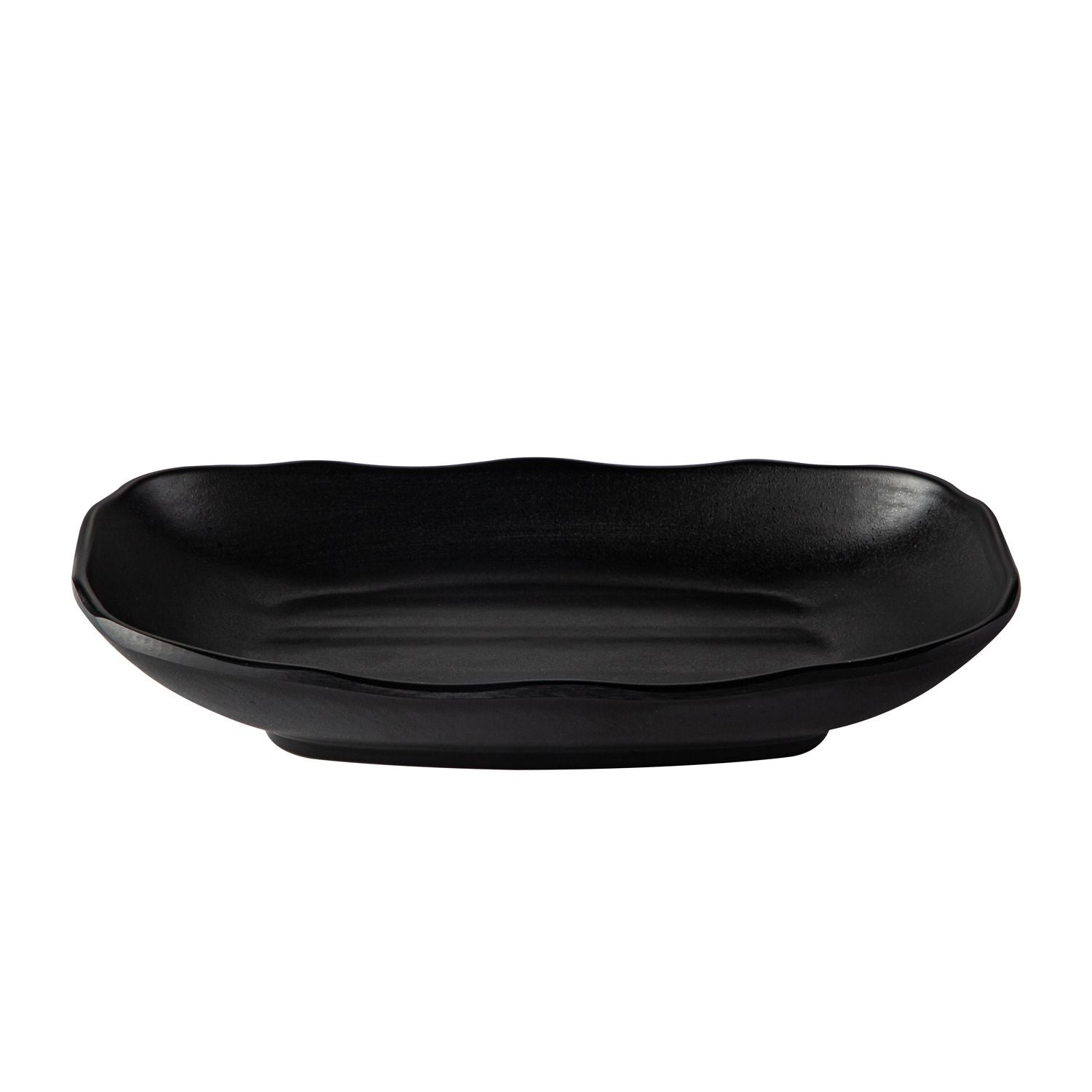 Rectangular Deep Platter with Wavy Rim Matte Black 20oz 10