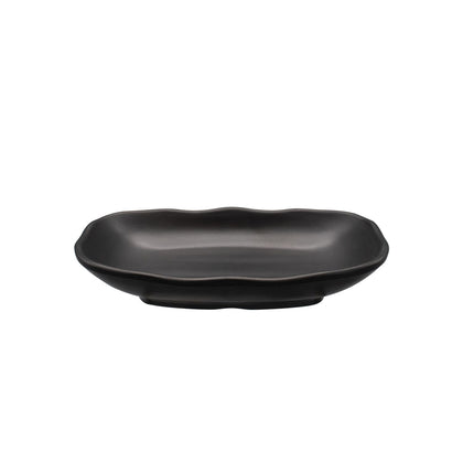 Rectangular Deep Platter with Wavy Rim Matte Black 7oz 7