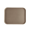 Brown 18x14 inch rectangular fiberglass tray with non-slip surface, lightweight and stain-resistant. Ideal for restaurants, cafeterias, buffets, and commercial foodservice environments.