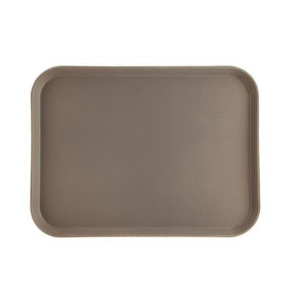 Brown 20x15 inch rectangular fiberglass tray with non-slip surface, stain-resistant and durable for restaurants, cafeterias, buffets, and institutional foodservice settings.