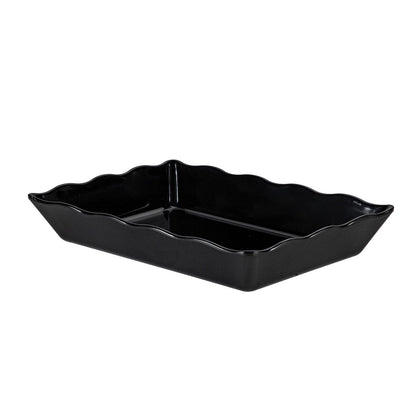 Rectangular Platter with Scallop Edge Black 13-3/4