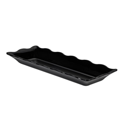 Rectangular Platter with Scallop Edge Black 17-1/2