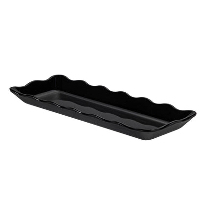 Rectangular Platter with Scallop Edge Black 13-1/2