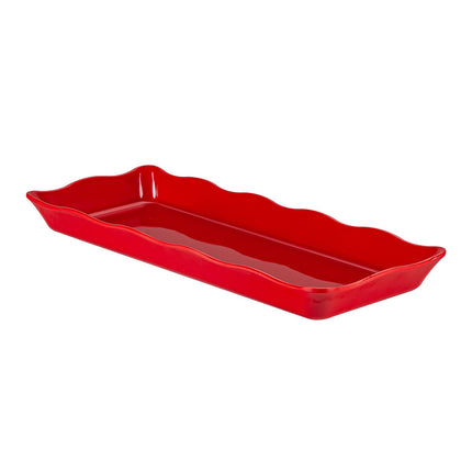 Rectangular Platter with Scallop Edge Red 14