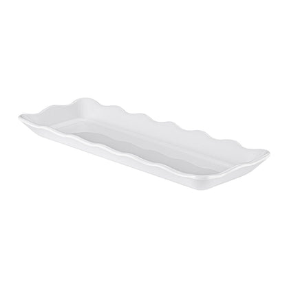Rectangular Platter with Scallop Edge White 13-1/2