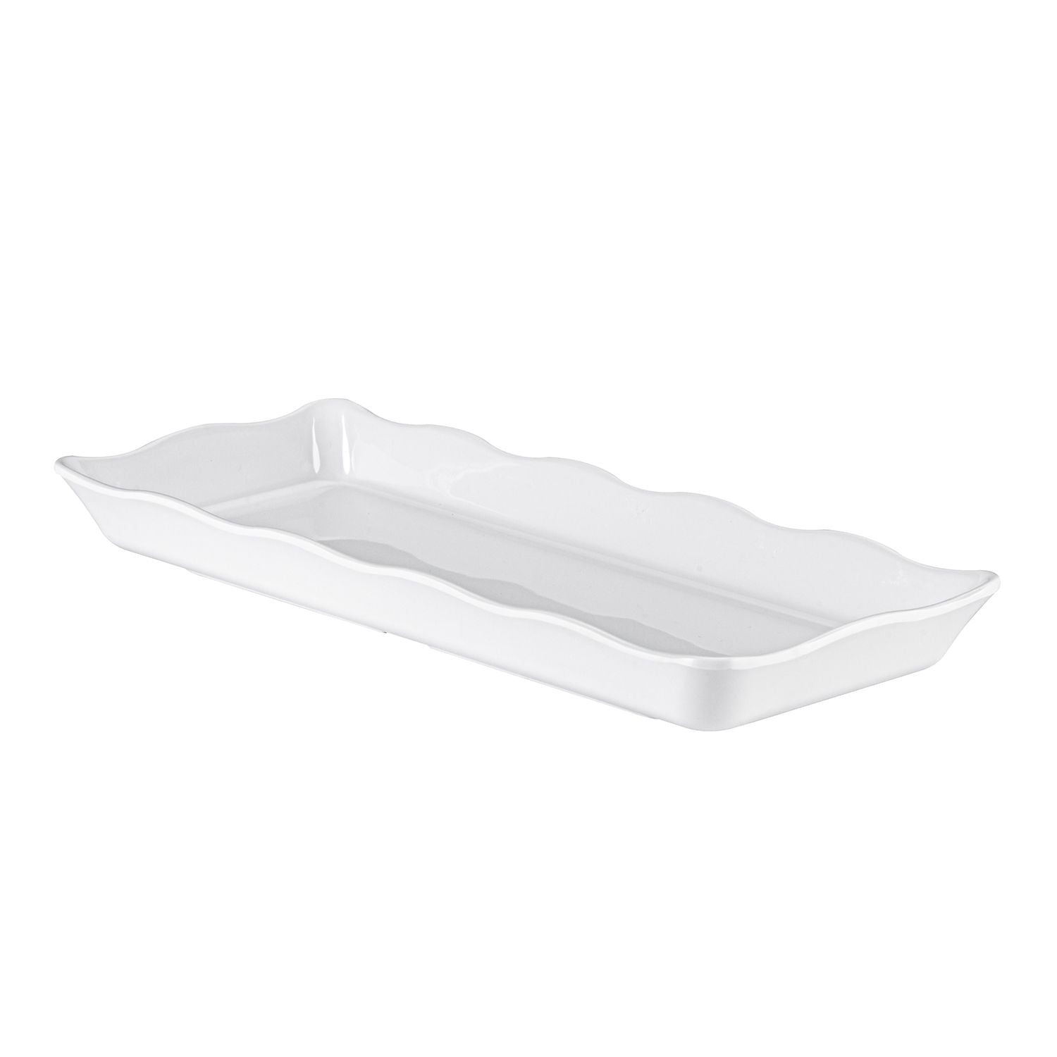 Rectangular Platter with Scallop Edge White 14